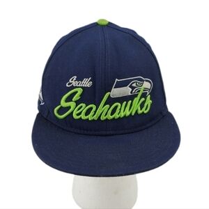 Seattle Seahawks Blue Wool Hat Cap SnapBack Mens M/L Adjustable New Era 9FIFTY